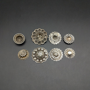 贵州云南少数民族老苗绣衣服衣边包包diy配件手工苗银小银片银泡