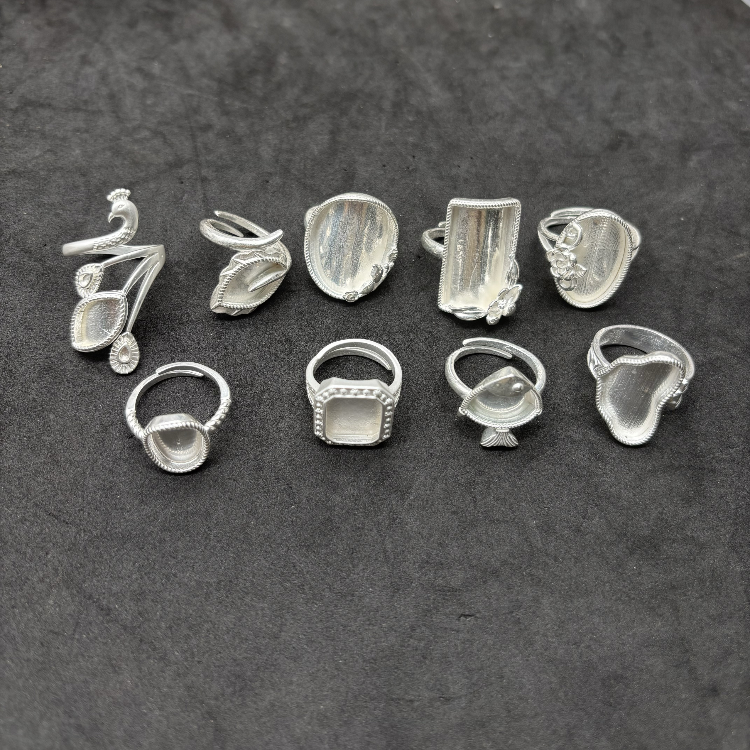 25年新款民族风饰品手工苗银diy配件戒指空托