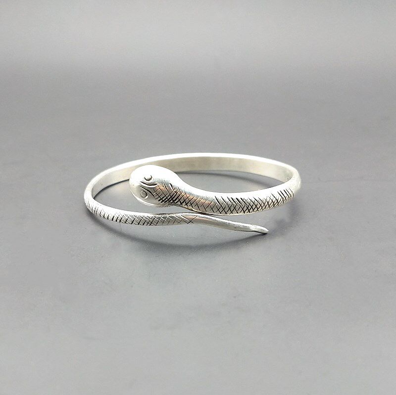 云南丽江民族风苗银小蛇细手镯清新简约蛇形个性镯子臂环时尚饰品