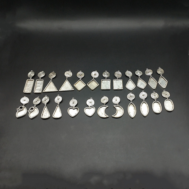 民族手工饰品苗银diy托绣片多款