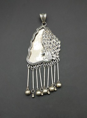 diy贵州民族风底托绣片圆形苗银