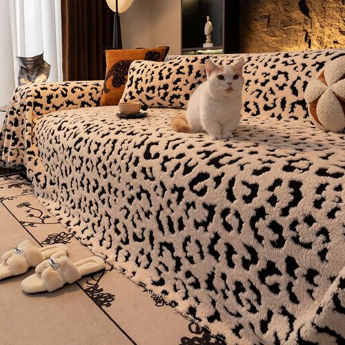 北欧风舒棉绒全盖沙发巾防猫抓