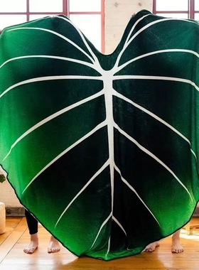 绿色大树叶法兰绒印花毛毯空调盖毯沙发毯适用于床用毯办公午休毯