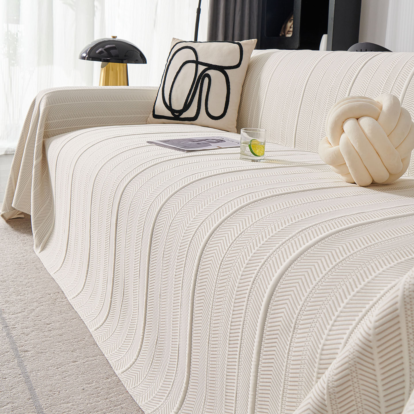 简约风格冰丝沙发巾2026夏季新款轻奢高级感一片式凉席坐垫子罩套