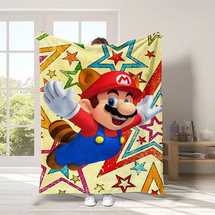 卡通马里欧惊奇毛毯马里奥保暖睡毯数码印花法兰绒盖毯