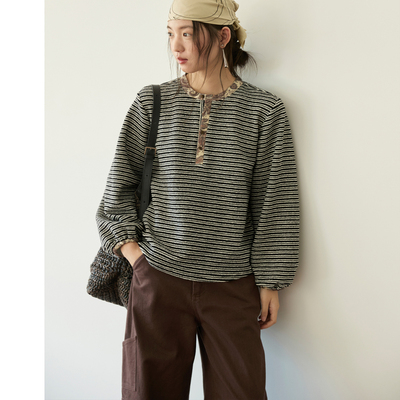 soilstone条纹佩斯利拼接T恤