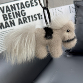 可爱小马 真水貂毛汽车钥匙扣挂件高档毛绒公仔书包包挂饰礼物