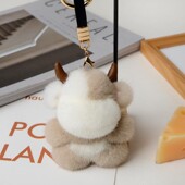 可爱皮草水貂毛小牛书包包挂饰毛绒玩偶公仔汽车钥匙扣车内挂饰