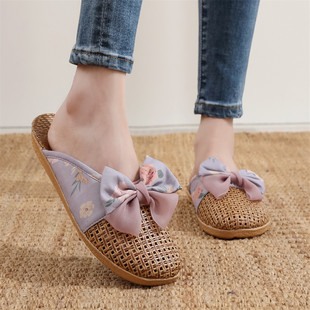 夏季韩版包脚冰感藤草亚麻拖鞋女室内软底防滑凉拖鞋可外穿透气