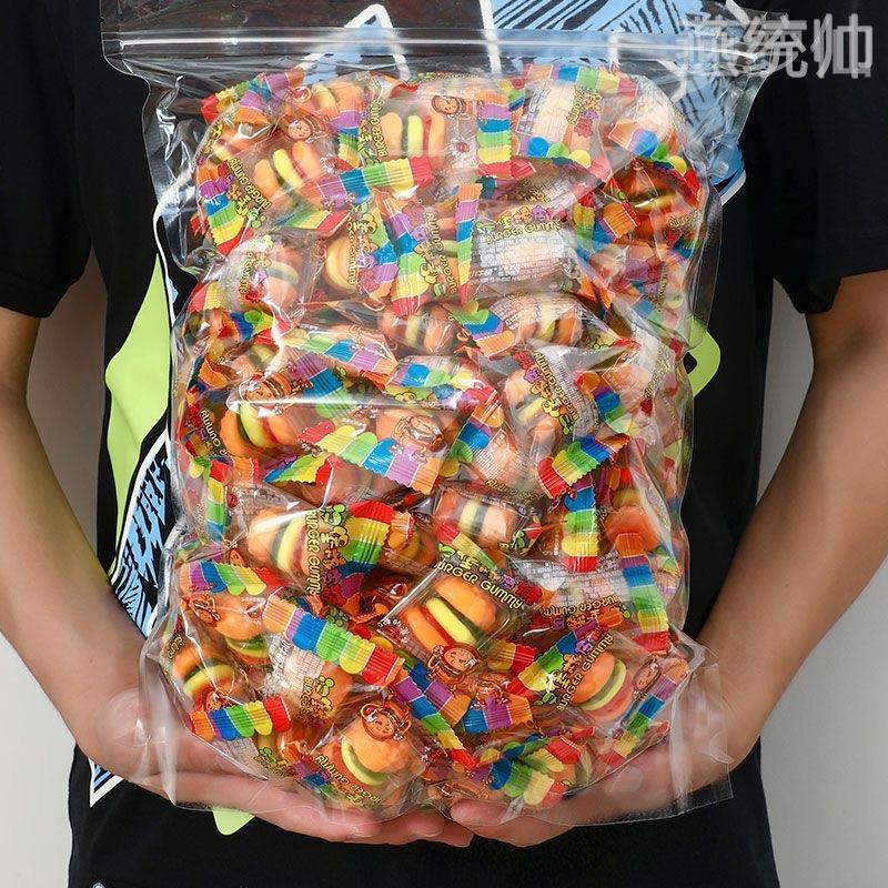 汉堡橡皮糖酸甜汉堡包糖果爆款儿童水果糖QQ糖零食棒棒糖喜糖软糖