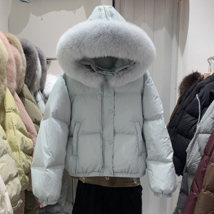 大码 短款 新款 韩版 宽松加厚保暖小个子面包服外套 羽绒服女2023冬季