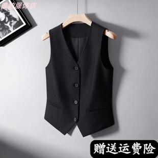 马夹坎肩背心银行酒店职业工作服 收腰商务正装 黑色西装 马甲女新款