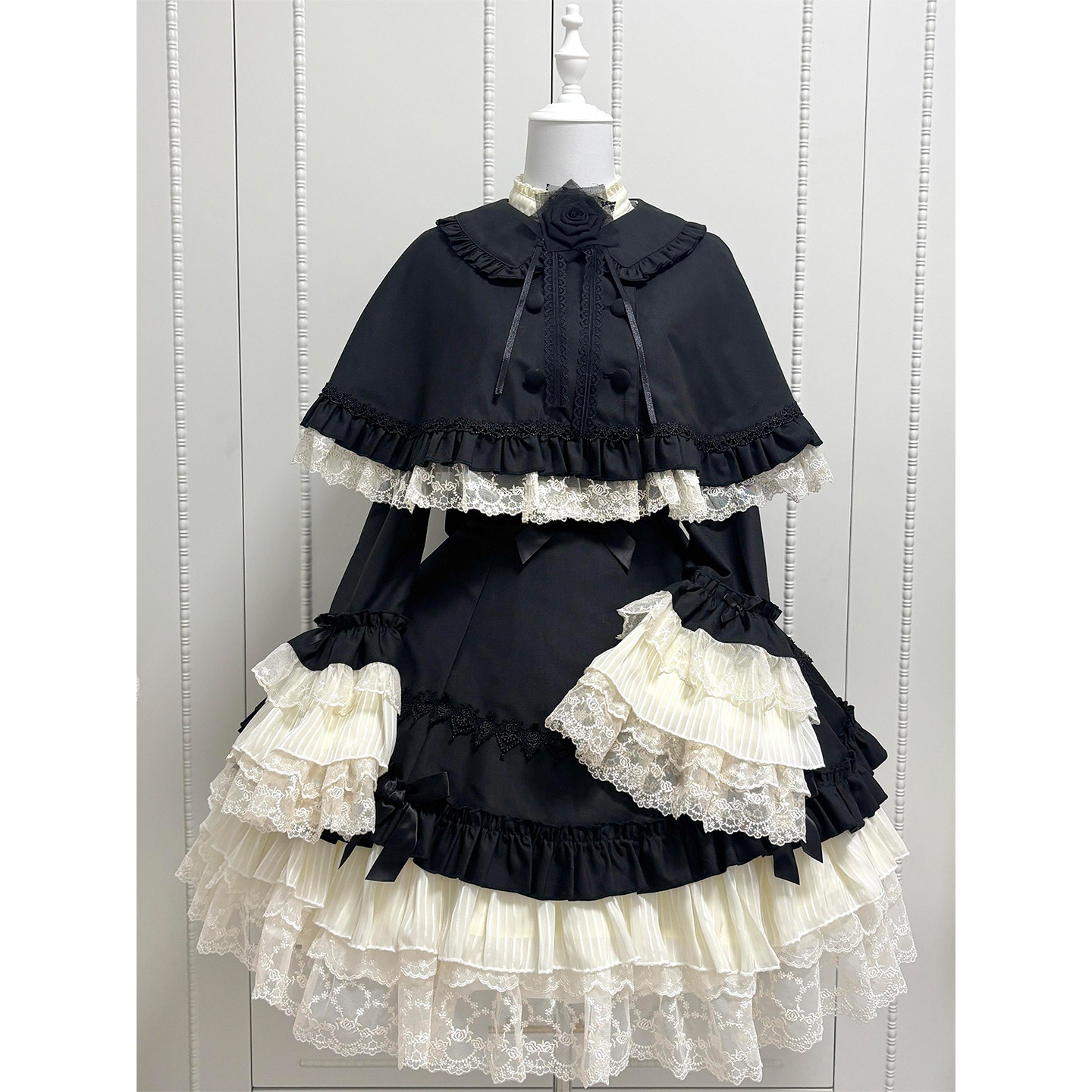 甜美黑色Lolita赫本风公主连衣裙
