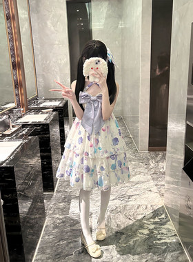 白色贝壳大蝴蝶结lolita裙公主裙