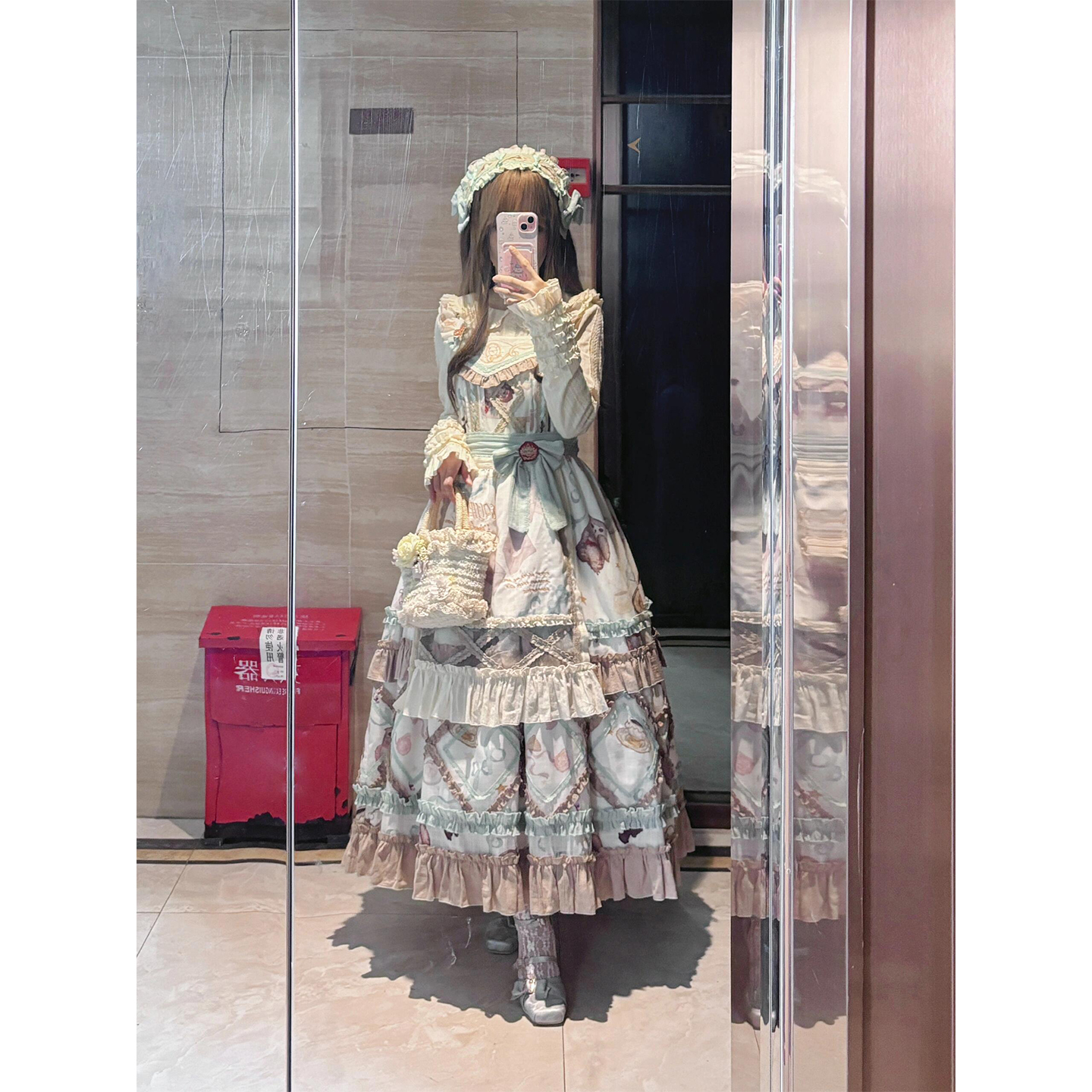 优雅lolita柄图cla系长袖连衣裙