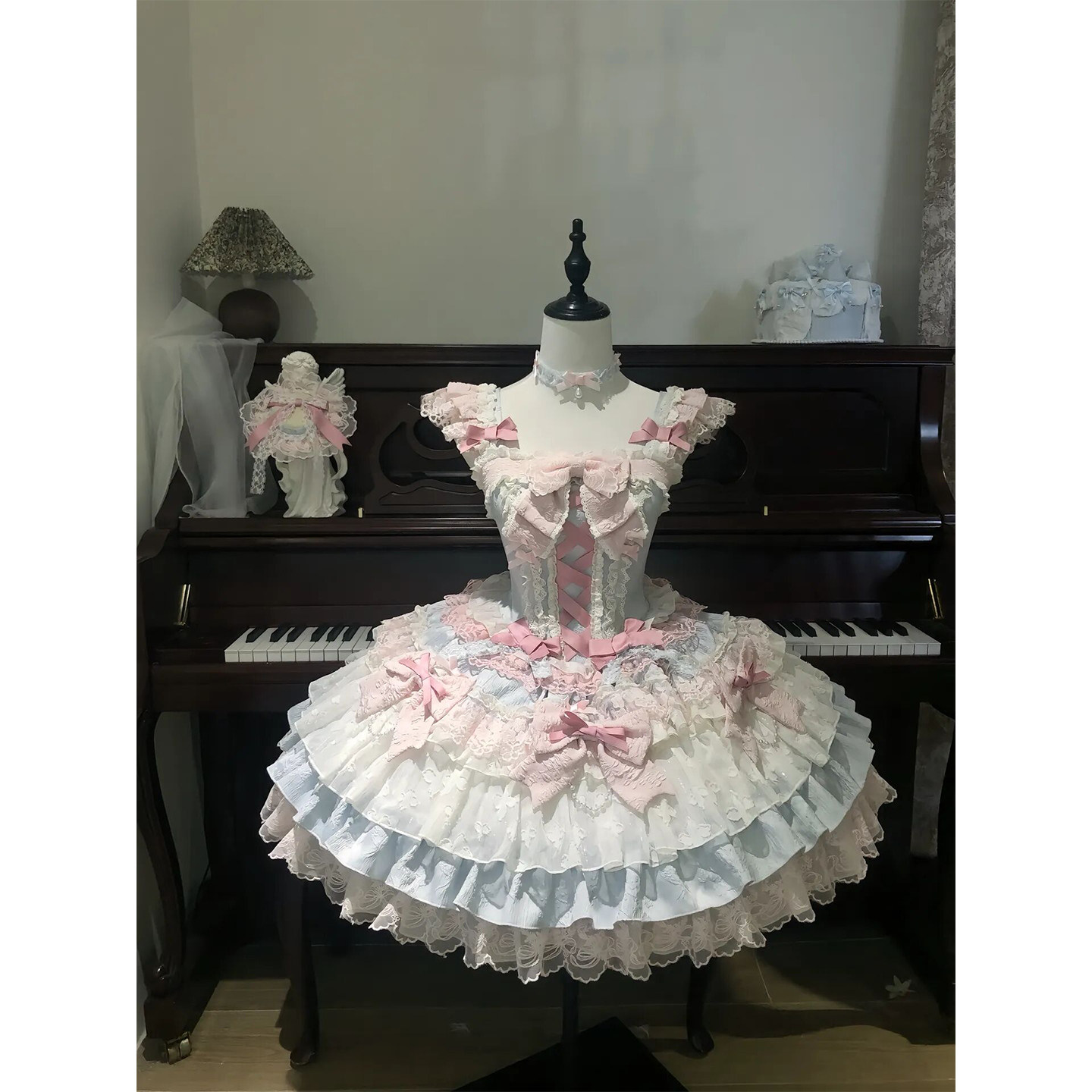 蓝粉芭蕾风洋装Lolita裙jsk