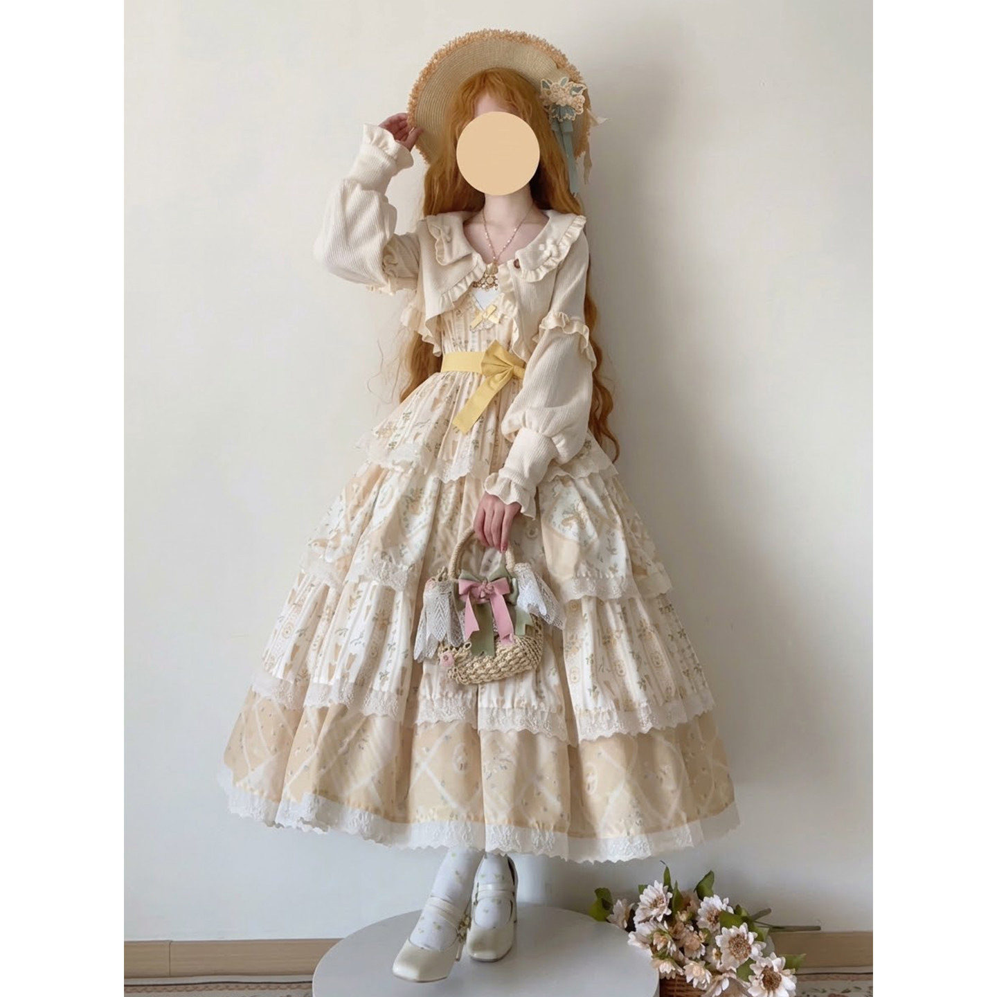 黄色甜美优雅华丽田园风lolita裙