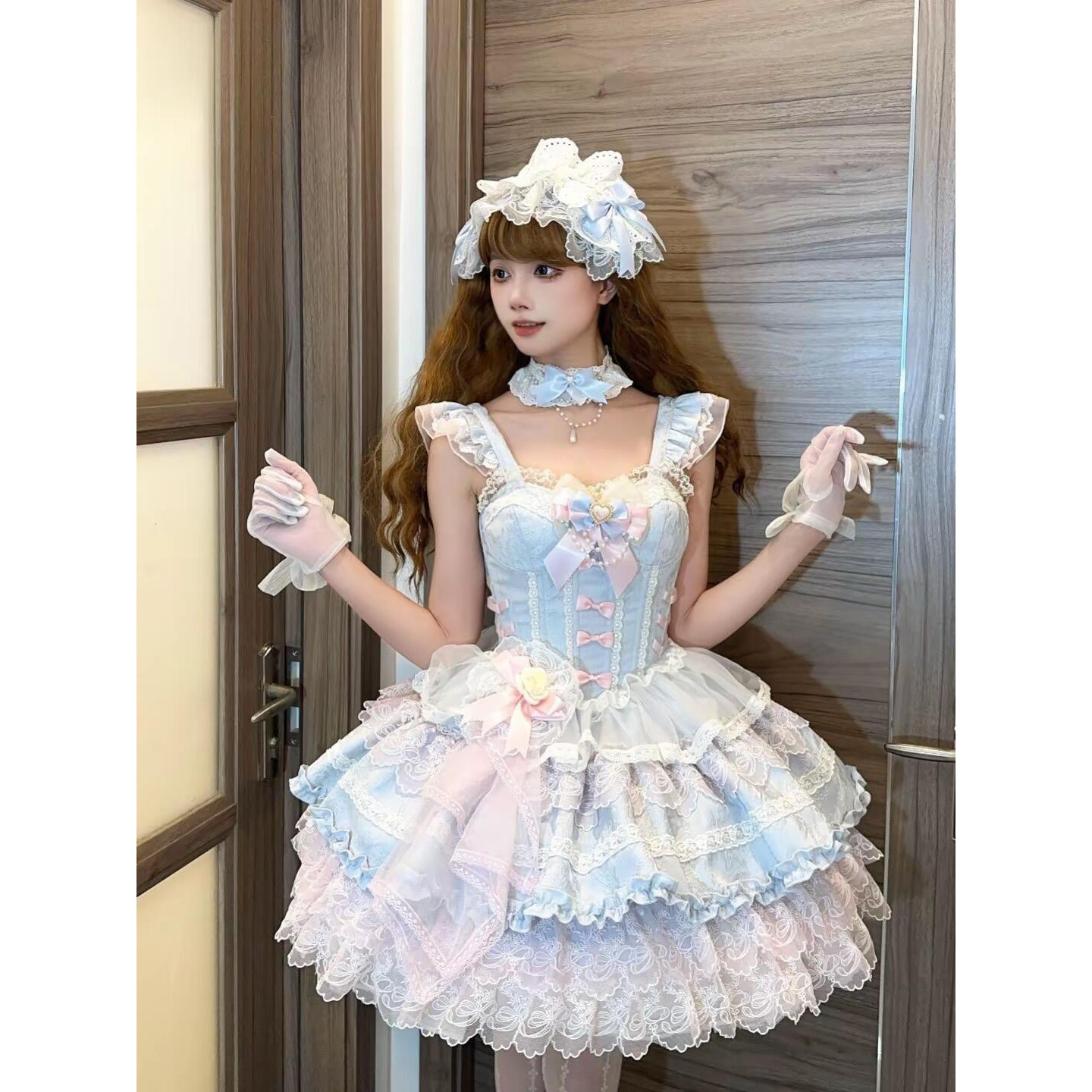 春樱邮差哥特收腰短款lolita裙