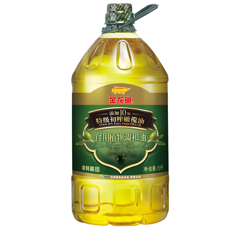 金龙鱼非转基因添加10%特级初榨橄榄油5L食用植物调和油玉米葵花