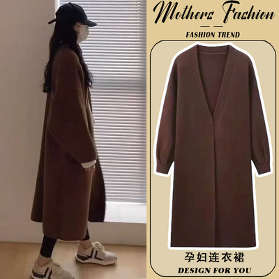 孕妇连衣裙秋冬外出一件穿到生
