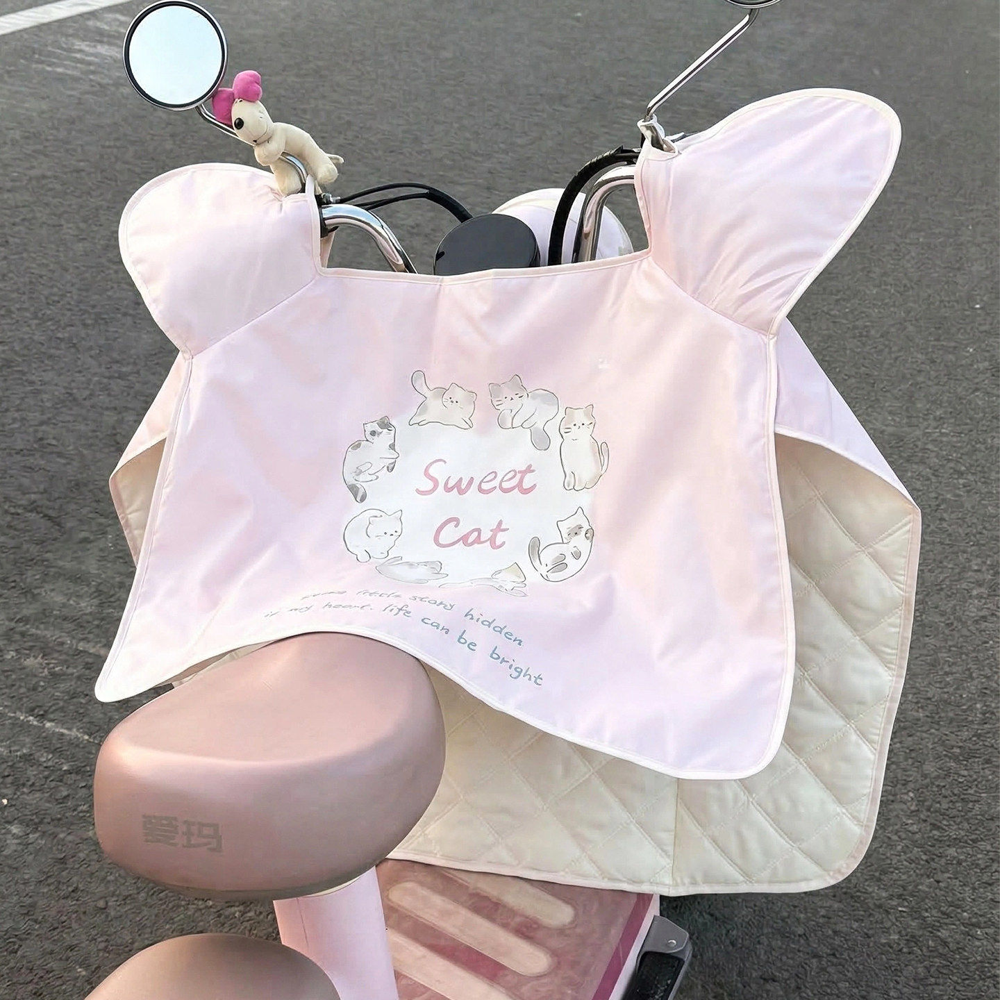 猫咪电动车挡风被春夏薄款双面防水防晒加大电瓶车通用被2026新款