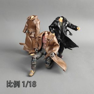 1/18长款皮大衣3.75寸造型风衣可动兵人衣服BFS酸雨暗源玩具服装