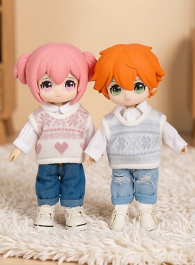 雾岛工坊 ob11娃衣多色圆领马甲毛衫雪花毛衣12分bjd娃娃衣服gsc