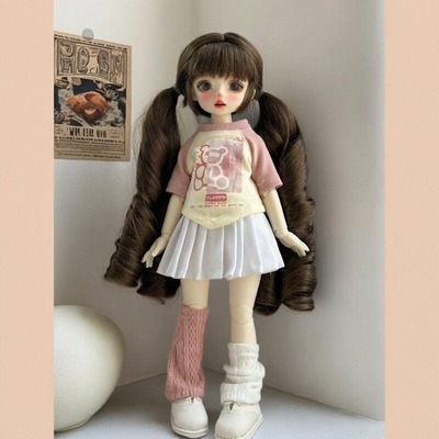 bjd6分娃衣短袖T恤拼接上衣卫衣30cm胖体娃娃衣服配件公主换装