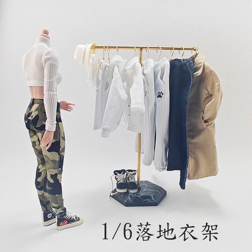 1/6兵人娃娃落地衣架BJD人偶挂衣架搭配12寸娃衣配件娃屋晾衣架