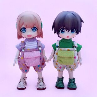 ob11娃衣 gsc bjd 波点裤子 茉莉 pd9素体 软陶手办 娃娃 背带裤