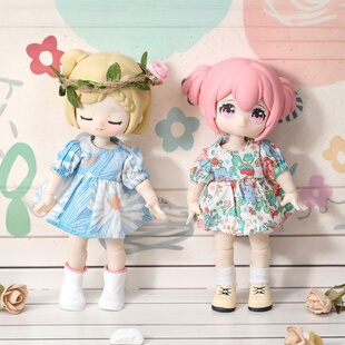 雾岛工坊 ob11碎花裙子p9p10仙女裙蓬松花布裙12分bjd娃娃衣服gsc