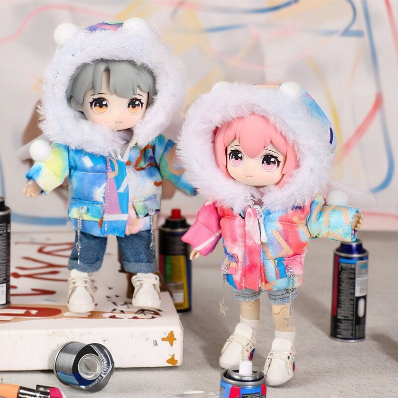 雾岛工坊 ob11彩色星星羽绒服外套棉服棉袄12分bjd娃娃衣服gsc