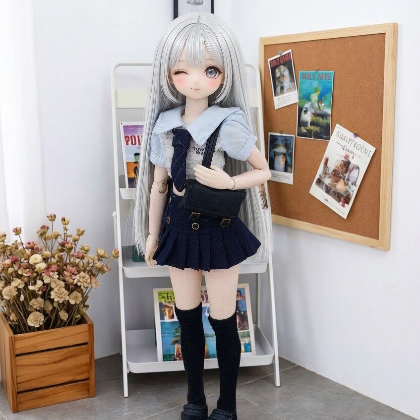 特6分bjd娃娃衣小布玩偶制服领带套装OB24/OB22衬衫百褶裙学院风
