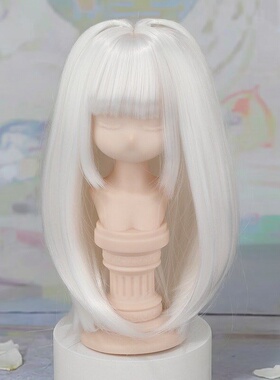 雾岛 bjd/sd熊妹娃娃假发 柔软丝齐刘海中长发 3分4分6分娃用头套