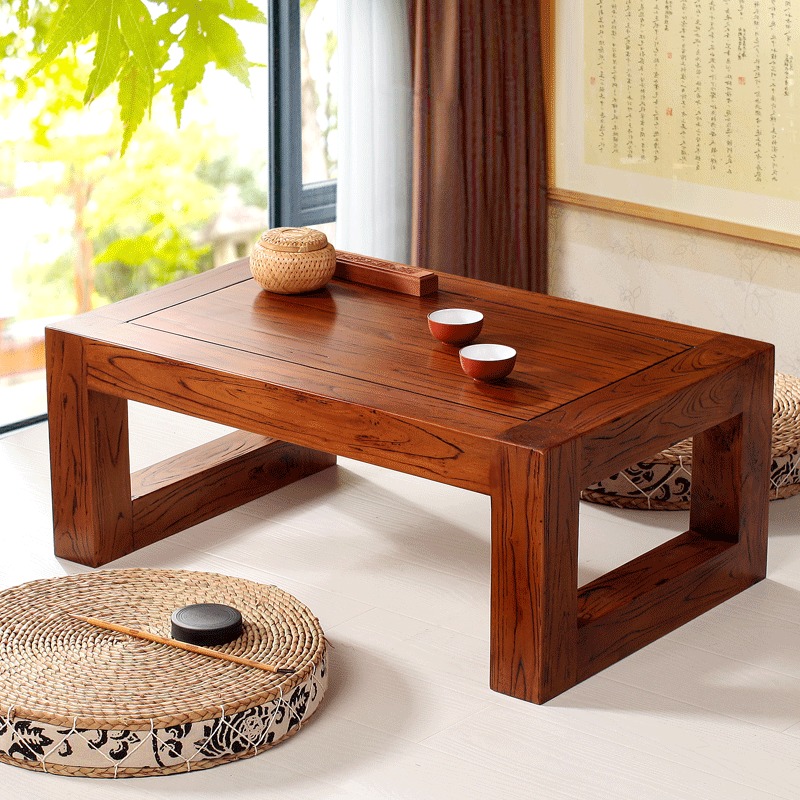 包邮老榆木茶几中式现代简约实木榻榻米飘窗桌日式阳地台矮小炕桌