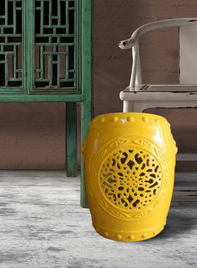 高温颜色釉狮子头仿古风换鞋凳