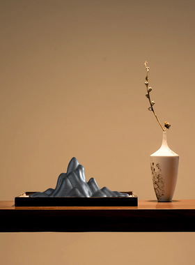 中式风禅意陶瓷书房样板间假山