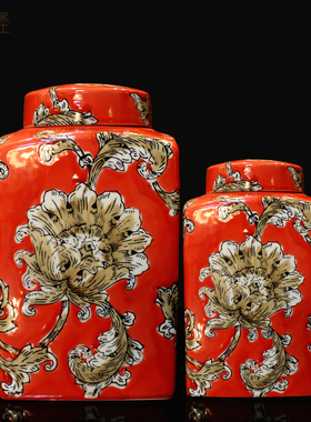 中式风复古陶瓷插花瓶酒柜装饰品