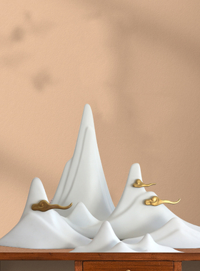 中式风陶瓷禅意手工软装饰大假山