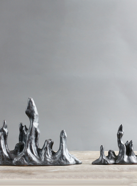 新中式风家居客厅禅意艺术假山