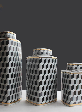 欧式风电视柜插花陶瓷罐创意摆件