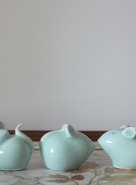 景德镇陶瓷可爱风小老鼠桌面摆件