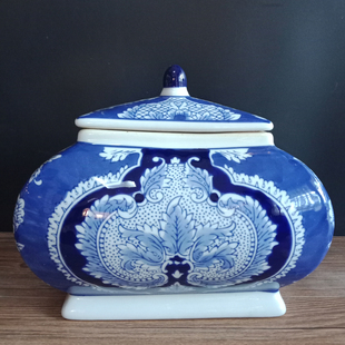 景德镇陶瓷器家居饰品中式储物罐陶瓷罐青瓷器装饰花瓶摆件茶叶罐