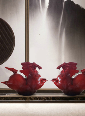 飞马新中式风客厅玄关陶瓷摆件