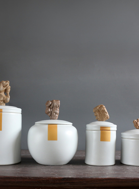 新中式风陶瓷罐玄关酒柜花瓶摆件