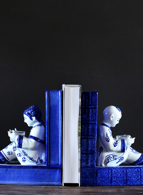 陶瓷人物新中式风办公室桌面书挡