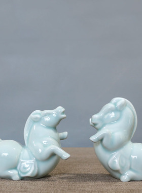 北欧ins新中式风房间小摆陶瓷马