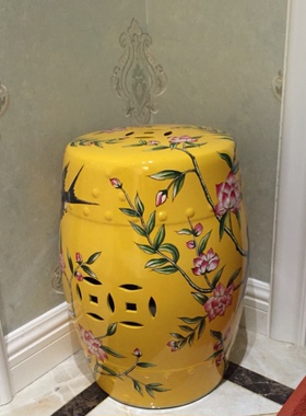 手绘花鸟陶瓷仿古风换鞋凳