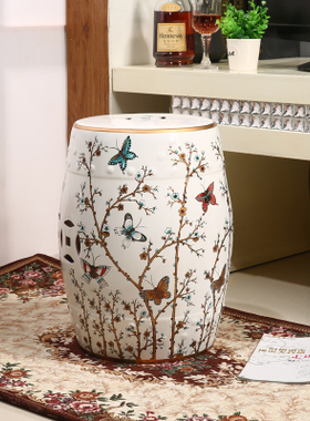 美式乡村梳妆陶瓷仿古风换鞋凳