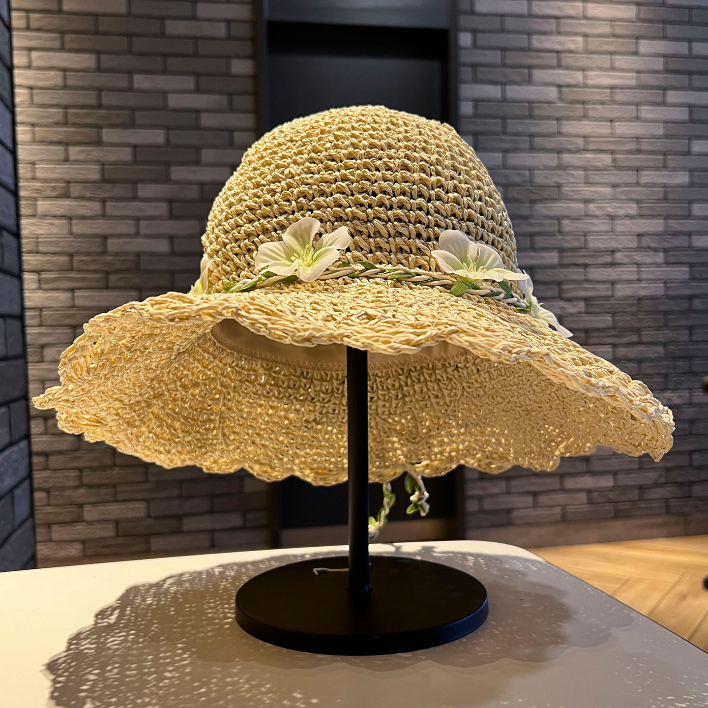 韩版花环镂空防晒夏季海边草帽女